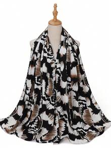 High Quality Modest Hijab Scarf Shawl, Plant-Dyed Tie Dye Satin Print, Suitable For Daily Wear For Women, Beach, Holiday - Multicolor - View 6