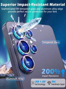 Alloy Sparkling Diamond Lens Protector 1 Set Camera Lens Protector Compatible With Samsung Galaxy S26 Ultra, 9H Tempered Glass + Aluminum Alloy Lens Protection Ring, Compatible With Samsung Galaxy S22 Ultra, S23, S23 Plus, S23 Ultra, S24, S24 Plus, S24 Ultra, S25, S25 Plus, S25 Ultra, S26 Ultra, S26 Plus, S26 [Glitter Decoration] Ultra-Clear Separate Lens Cover, Glitter Multicolor Mother's Day Gift Birthday Party Celebration - Colorful - View 3