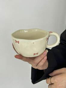 1 件可爱陶瓷捏杯，釉下彩绘心形、樱花、蝴蝶结设计，适合盛装咖啡、牛奶、果汁、拿铁、居家、派对、送给家人和朋友的节日礼物 - 彩色 - 查看 17
