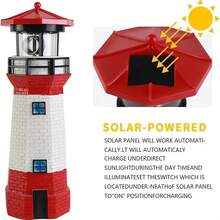 Solar Lighthouse Garden Outdoor Statue, IP44 Waterproof, Solar Outdoor Light,  1200mAh,Automatic Rotating Solar Light For Garden, Yard, Patio, Ground, Christmas Furniture Decoration, Halloween Decoration, Tabletop Decoration; Unique Housewarming Gift/1pc - SJKDT - Xem 9