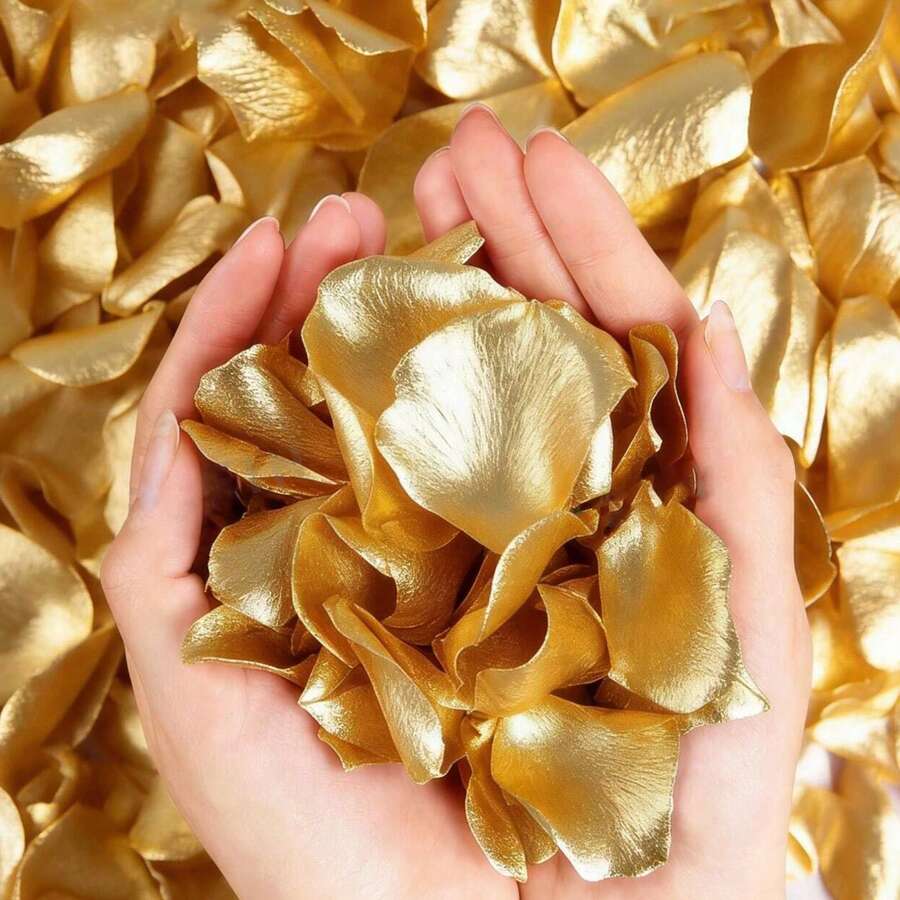 3000pcs Gold Artificial Rose Petals, Handmade Romantic Flowers For Wedding, Party, Room Decor, Home Decoration, Birthday, Valentine's Day Gift, Practical And Decorative - Gold - View 1