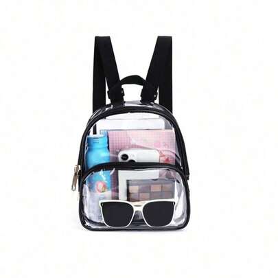 1pc Small Clear Backpack Mini Transparent PVC Backpack Summer Waterproof Beach Cell Phone Bag For Travel School Storage Cute Rucksack Plastic Transparent Backpack For School Work Stadium Travel Perfect Gift For Girls, Waterproof Clear Backpack, Casual Style For Outdoor Sports Or Travel Convenience