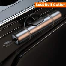 Un martillo de para automóvil 2 en 1 con rompedor de ventanas y cortador de cinturón de - Una herramienta de escape de emergencia con estructura de ABS y aleación, diseño portátil de 3.64 pulgadas, incluye un soporte de montaje conveniente, herramienta de para vehículos, metal elegante - A - Ver 3