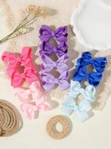20pcs Large Bowknot Hair Clips For Girls, Wide Satin Ribbon Big Bow Hair Clips, Hair Accessories - Multicolor - View 3