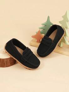 1 Pair Children's Loafers [Run Small], 2026 New Classic British Style Kids Soft Slip-On Leather Shoes For Daily Wear & School - Black - View 10