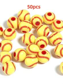 50pcs World Cup Sports Series Football, Rugby, Basketball, Volleyball Acrylic Shoe Decoration Beads - Multicolor - View 28