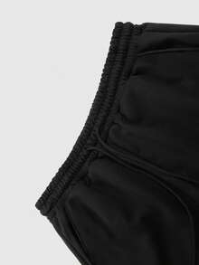 Pantalones de chándal negros de moda urbana para hombres, diseño creativo con estampado de corazón y letras en estilo graffiti, versátiles y cómodos de tela suave - Negro - Ver 3