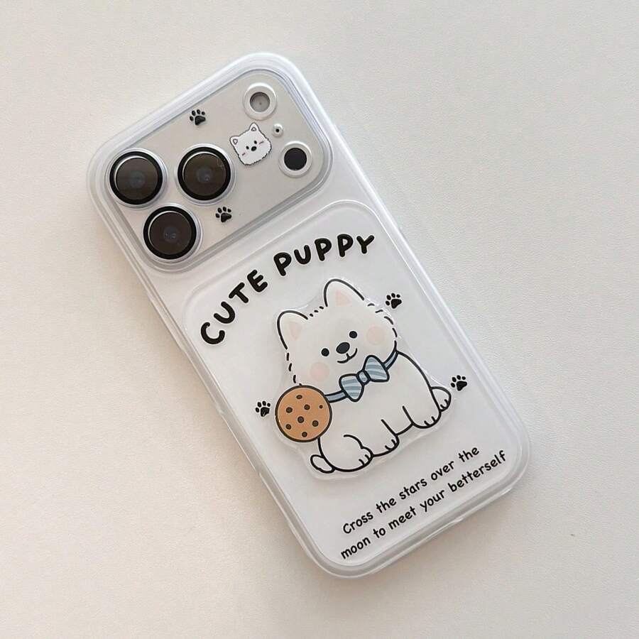 1 ốp lưng điện thoại hình chó bánh quy 3D dễ thương kiểu Hàn Quốc, tương thích với iPhone 17 Pro Max, 16 Pro, 15, chống rơi vỡ - Phù hợp với 17 Air, 16, 15, 14, 13, 12, 11 Pro Max - trắng - Xem 1