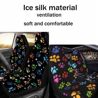 1 chiếc bọc ghế ô tô in họa tiết sáng tạo, họa tiết bàn chân gấu nhiều màu sắc, chất liệu vải lụa thoáng khí, mềm mại và thoải mái, thích hợp cho mùa hè, phù hợp với hầu hết các loại xe sedan, SUV và xe van.