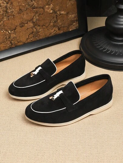 Giày lười nam mũi tròn, mẫu mới Xuân/Hè 2026, giày slip-on đa năng cho nam, giày công sở trang trọng, giày lười kiểu Anh, giày đế bằng thoáng khí, đế mềm, làm thủ công, cỡ lớn 43-46.