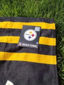 1pc Pittsburgh Steelers Beach Towel - Free Shipping -  Football Soft & Absorbent Microfiber Towel, Suitable For Bathroom, Swimming, Fitness, Yoga, Lightweight & Portable, Wind & Sun Protection, Ideal For Summer Travel & Decoration - 1 - 查看 4