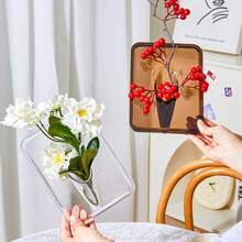 1 pieza Jarrón de marco de foto transparente para arreglo floral hidropónico, ornamento creativo de decoración de escritorio de acrílico para sala de estar, es un regalo maravilloso para familiares y amigos - transparente - Ver 3