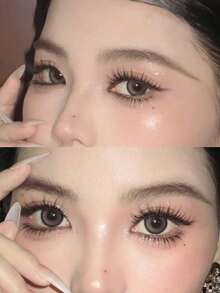 5对透明动漫假睫毛，尖刺动漫假睫毛，自然妆效，簇状卡通假睫毛，单片装，角色扮演细条假睫毛，假睫毛 - 黑色 - 查看 5