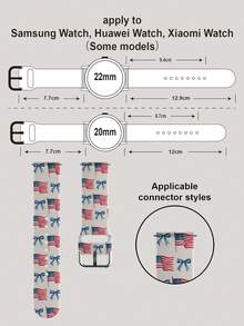 1pc American Flag Bow Soft Elastic Breathable Comfortable Replacement Watch Band Strap Suitable For Samsung, Honor Smartwatches, 38mm 40mm 41mm 42mm 46mm 45mm 44mm 49mm, Festive Gift Daily Fashion Casual Multi-Color Silicone Watch Band Compatible With Apple Watch Ultra Series SE/11/10/9/8/7/6/5/4/3/2/1 - Multicolor - View 7