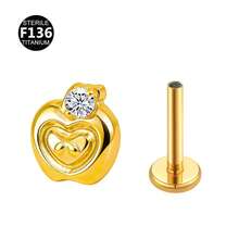 1pc New F136 Titanium Alloy Rhinestone Lip/Ear Stud, 0.9mm Gauge Piercing Jewelry For Summer - Lip Stud (1 Piece) - View 9
