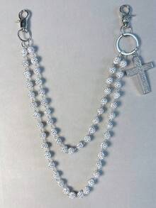 十字水钻裤链、龙虾扣腰链、钱包链、复古链、双层链、嘻哈朋克风、牛仔裤链、口袋链、男士钥匙扣、多元素裤链 - 彩色 - 查看 2