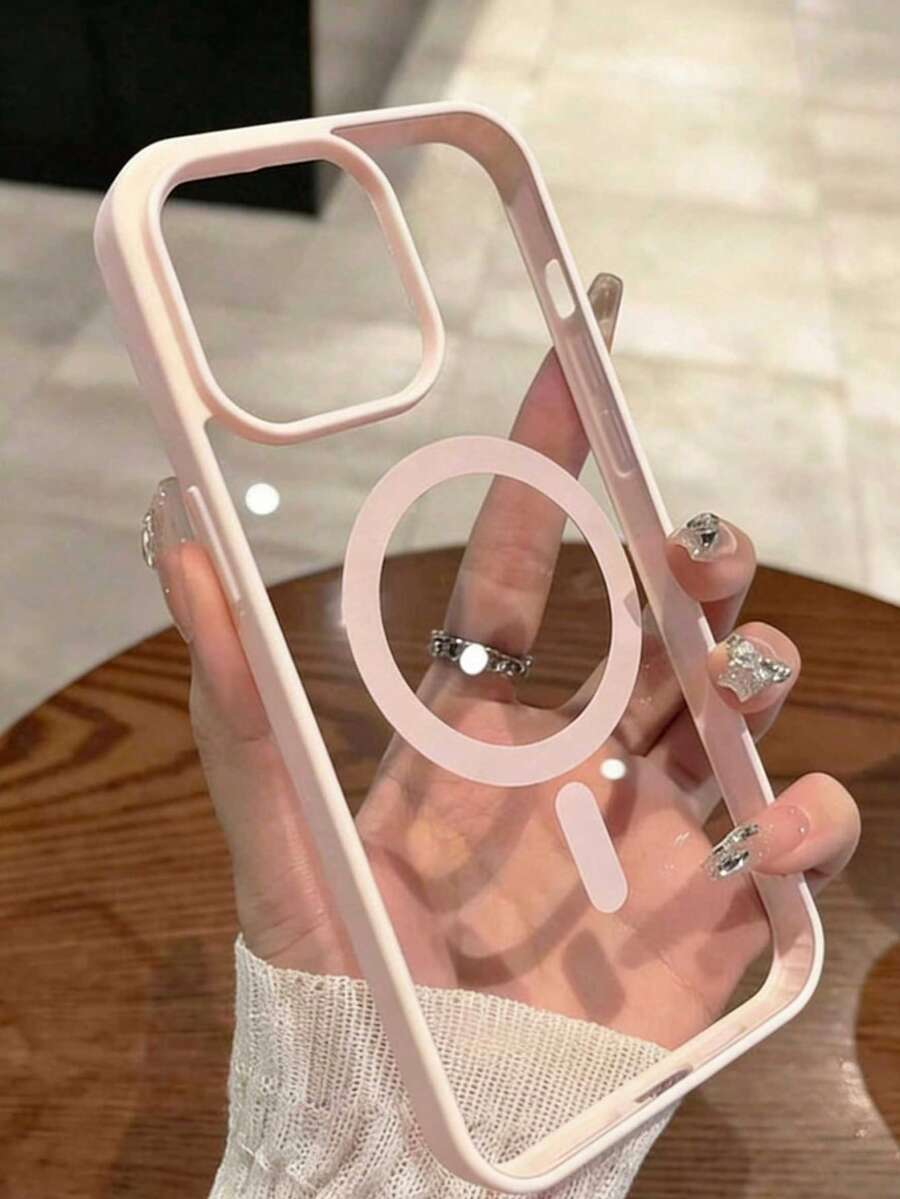 1 chiếc ốp lưng điện thoại màu hồng trơn bằng acrylic có nam châm, tương thích với Apple 16 Pro Max, 11/12/13/14 Plus, XR/7/8 Plus, 15 Pro Max, 17/17 Ari/17 Pro Max - Hồng - Xem 1
