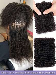 50g/Pack Afro Kinky Bulk Human Hair Extensions 10-16 Inch Natural Color Human Hair For Boho Twist Braiding Dreadlocks Unisex  Natural Look For Twists And Braids Extentions - SNatural - View 1