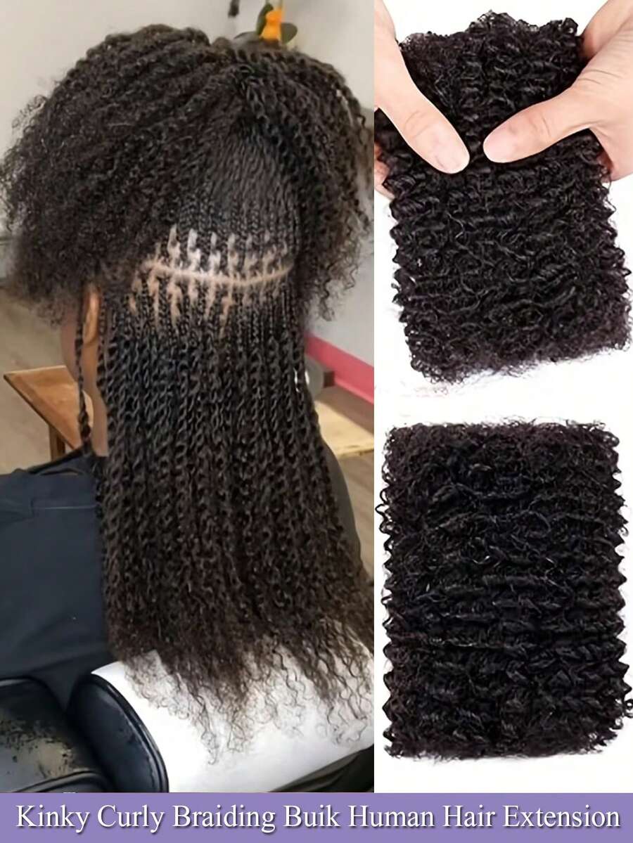 50g/Pack Afro Kinky Bulk Human Hair Extensions 10-16 Inch Natural Color Human Hair For Boho Twist Braiding Dreadlocks Unisex  Natural Look For Twists And Braids Extentions - SNatural - View 1