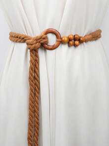 1pc Women's Bohemian Style Woven Belt, Suitable For Dresses, Solid Color - Multicolor - View 8