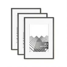 Mosearon 1/2/3pcs, A3 Frame, Classic Black Rectangular 30x40cm Picture Frame, A4 Frame, Poster Frame, No Mat, Suitable As Holiday Gift For Family And Friends, Can Be Hung Horizontally Or Vertically. - Black - View 2