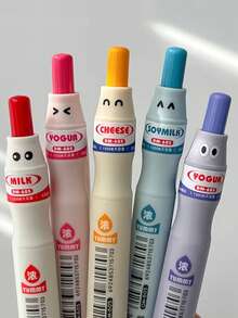 3 piezas Bolígrafos creativos con diseño de botella de leche, bolígrafos neutros de 0.5mm de gran capacidad e interesantes de secado rápido, bolígrafos negros minimalistas y lindos de alta calidad - por defecto - Ver 2