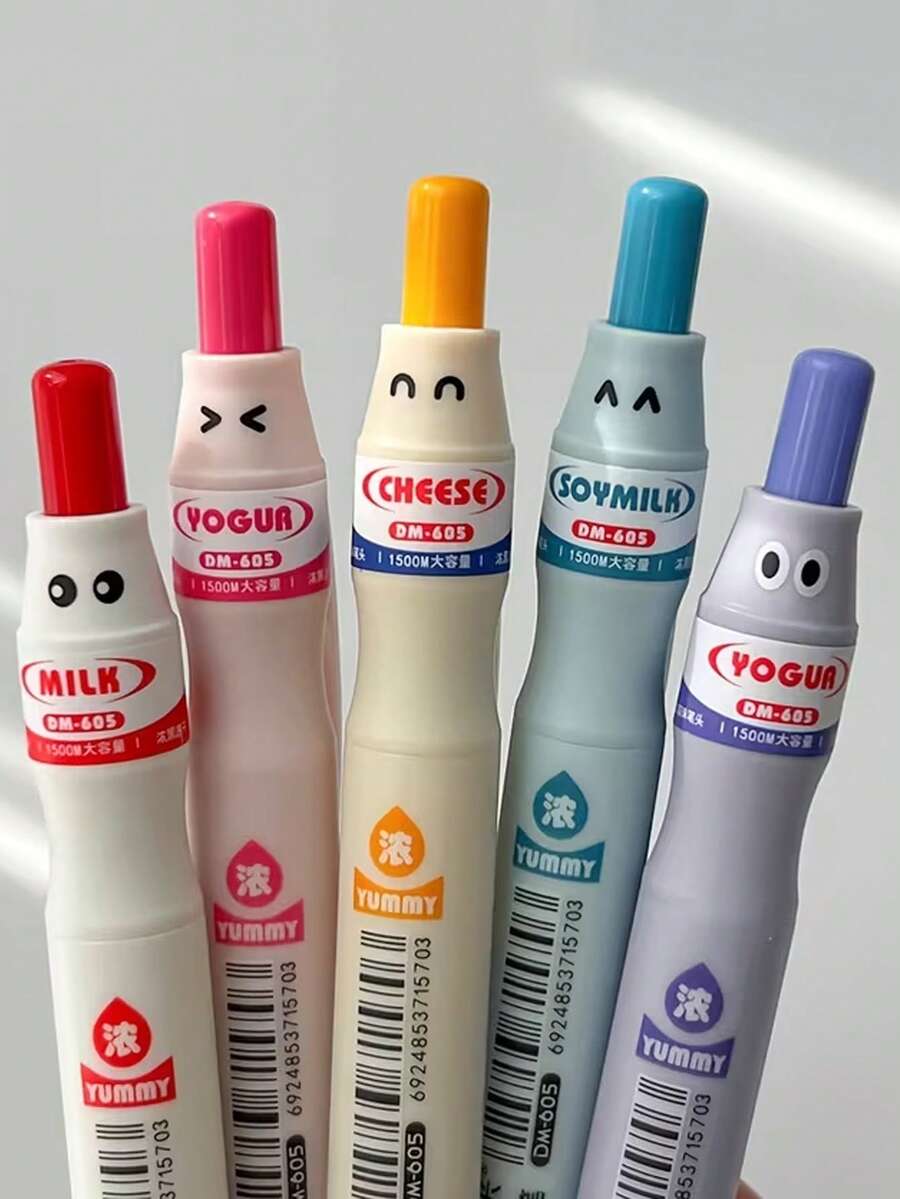 3 piezas Bolígrafos creativos con diseño de botella de leche, bolígrafos neutros de 0.5mm de gran capacidad e interesantes de secado rápido, bolígrafos negros minimalistas y lindos de alta calidad