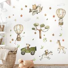 Bộ 1/2 tờ decal dán tường hình hoạt hình khinh khí cầu, mây, máy bay và ô tô, thích hợp cho phòng trẻ em, phòng ngủ và phòng trẻ sơ sinh, decal PVC dán tường dễ bóc, tranh dán tường hình động vật dễ thương. - Nhiều màu - Xem 2