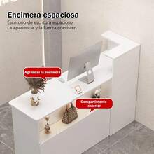 Premium Simple Reception Desk With Drawer And 1 Door 100cm - 白色 - 查看 7