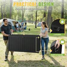 75 Gallon Resin Outdoor Storage Box Waterproof Deck Box,Waterproof Outdoor Storage Box With Bottom Pulleys, For Patio Furniture - trắng - Xem 6