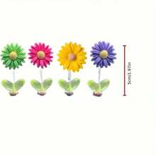 5pcs Sunflower Car Interior Decor, Cute Nodding Dashboard Decoration, Ornament, Shaking Accessory - 1 Set Of 5 - View 7