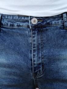 Men's Casual Fashion Street Daily Commute Denim Shorts, Summer - Dark Wash - View 7