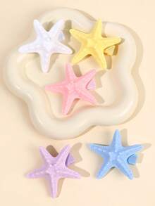 5pcs Solid Color Starfish Hair Clips Simulated Starfish Hair Bows Delicate Alligator Clips Cute Simple Barrettes Vacation Summer Beach Gift Hairpins Teens Hair Accessories - Multicolor - View 4