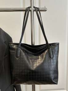 Large Capacity Fashionable Versatile Women's Shoulder Bag, New Tote Bag, Excellent Design, Suitable For School, Work And Shopping (No Pendant) - Black - View 8