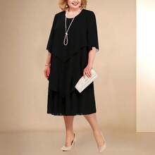 2026 European And American Women's Dress, Loose-Fitting, Tummy-Concealing, Layered Ruffle Gown, Plus-Size Evening Dress For Women - 淺紫色 - 查看 4