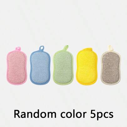 5pcs Multi-Functional Sponge Wet Wipes - Washable And Reusable Kitchen And Bathroom Cleaning Pads, Non-Scratch Scrubbers For Pots, Pans, Bowls Etc. - Assorted Colors (Blue, Pink, Yellow, Green, Purple), Kitchen Cleaning Tools, Dishwashing Accessories, Vibrant Kitchen Supplies, Durable Kitchen Essentials