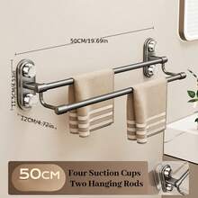 1. 升级版强力吸盘双杆毛巾架，金属材质，免钻孔壁挂式浴室厨房挂杆，节省空间，厨房收纳，双杆设计，简约风格，防锈材质，毛巾挂钩，免钻孔支架 - 彩色 - 查看 11