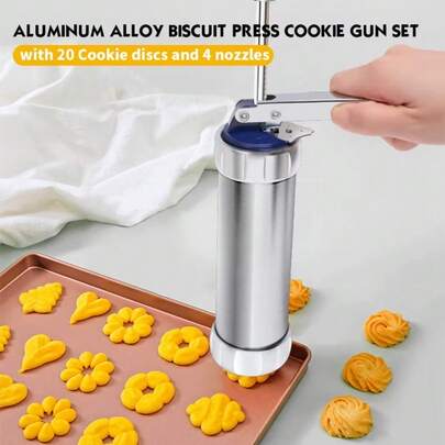 Súng tạo hình bánh quy 21/25 inch, dụng cụ làm bánh bằng thép không gỉ, đầu phun trang trí, súng tạo hình hoa bằng kem.