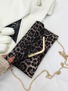 New Leopard Print Envelope Bag, Vintage Style Niche Design Fashion Handbag For Women - Multicolor - View 11
