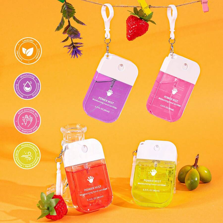 1/6/8瓶装香草、薰衣草和草莓香味免洗洗手液喷雾，家居旅行卫生清洁套装。Sental旅行防护套装，旅行必备防晒霜涂抹器，假日必备。 - 水果 - 查看 1