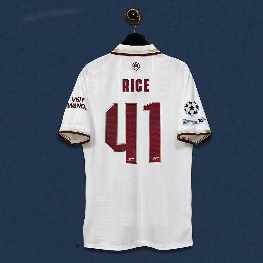 2025/26  Third Champions League Soccer Jersey # 41 Rice, Official Replica Shirt - Default - View 1