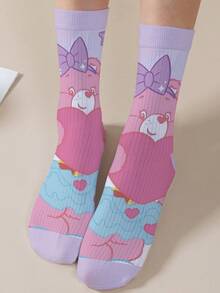 1 Pair Care Bears Women's Personalized Socks, 360 Degree Digital Printing With Interesting Cheer Bear, Wish Bear, Heart Bear, Angel Bear, Grumpy Bear And More, Fashion Minimalist, Suitable For Daily Wear And Graduation/Birthday Gifts - Multicolor - View 7