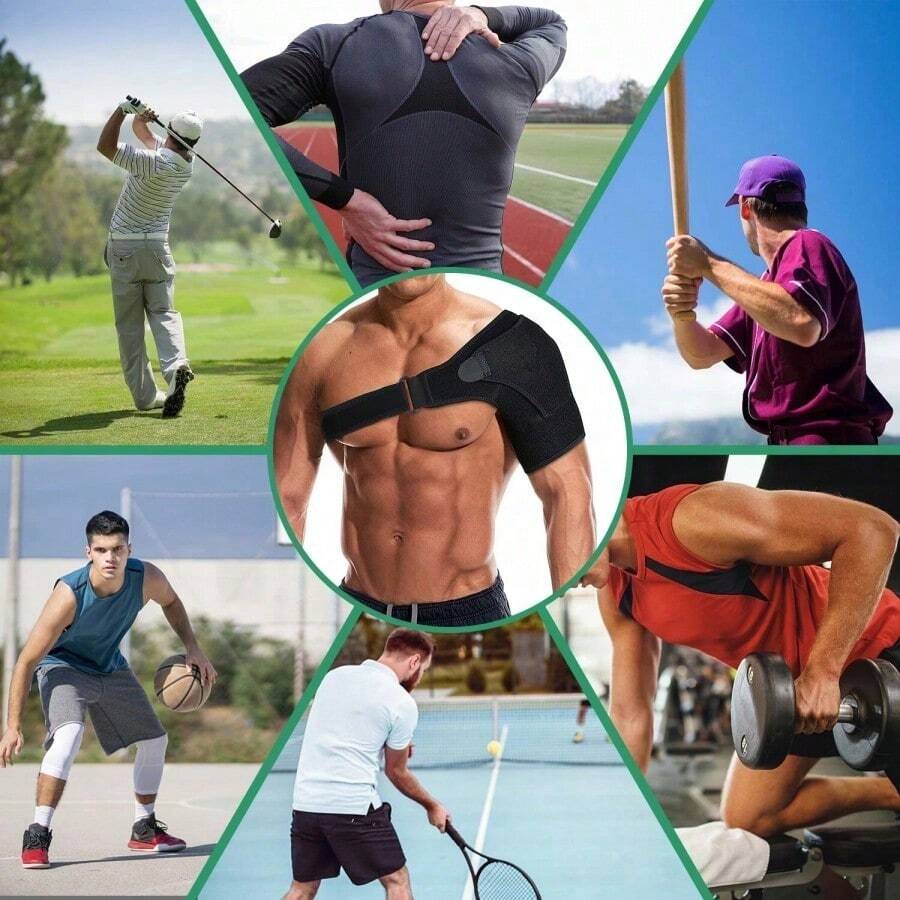 Unisex Sports Shoulder Support, With Adjustable Shoulder Straps, Suitable For Gym Weightlifting And Construction Sites, Specially Thickened Shoulder Pads - Black - View 1