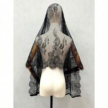 Bride Lace White Shawl Veil Shawl, Black Latin Wedding Veil Halloween Valentine's Day Valentines Autumn Accessories - màu đen - Xem 2