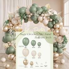 115pcs Sage Green Themed Balloon Arch Set, Includes Sage Green, Sand White, And Gold Latex Balloons. Perfect For Birthday Parties, Baby Showers, Engagement Parties, Weddings, Bridal Showers, Afternoon Tea Decorations, Graduations, And A Variety Of Other Party Decorations. - View 9