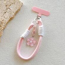 1 Set Jelly Sakura Pendant Keychain, Short Braided Phone Lanyard Wrist Strap, Universal Phone Case Charm Accessories For Women - Multicolor - View 5