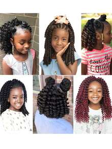 Pelucas sintéticas con rizos, trenzas de ganchillo Jamaican Bounce para extensiones de cabello trenzado en África, pre-retorcidas, adecuadas para uso diario y vacaciones para niñas y niños - Multicolor - Ver 7