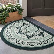 1 pieza Felpudo de media luna con patrón de mandala en verde menta, felpudo, alfombra pequeña, felpudo de bienvenida, alfombra, felpudo de piso, felpudo de exterior, alfombra de cocina, decoración del hogar, felpudo de entrada, alfombra pequeña de área, felpudo de exterior, decoración del hogar, alfombra de área, alfombra de jardín, alfombra lavable - Multicolor - Ver 5