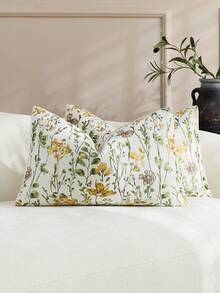 1pc/2pcs Vintage Floral Pattern Throw Pillow Cover, Fashionable Retro Comfortable Jacquard Chenille + Faux Cashmere Decorative Pillow Sham, Suitable For Home Decor, Sofa, Bed, Bedroom, Gift, Holiday Decoration, All Seasons - Milky White - View 14