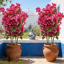 JHSHUDSE 9 piezas Árbol artificial grande de Buganvilla de 31 pulgadas - Flores falsas para exteriores, amplio y Buganvilla, sin mantenimiento, decorativo, adecuado para decoración interior/exterior, patio, jardín, boda, hotel y decoración de tienda para el Día de San Valentín, Día de la Madre, Pascua y vacaciones durante todo el año, decoración de primavera/verano, diseño de planta con forma de moda, opción ideal para flores artificiales para el hogar/exterior | Maceta no incluida - 9 piezas en rojo rosa - Ver 7